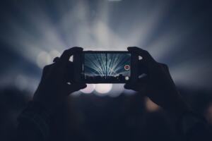 Smartphone showing a video editing app timeline