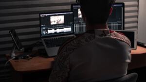 Smartphone showing a video editing app timeline